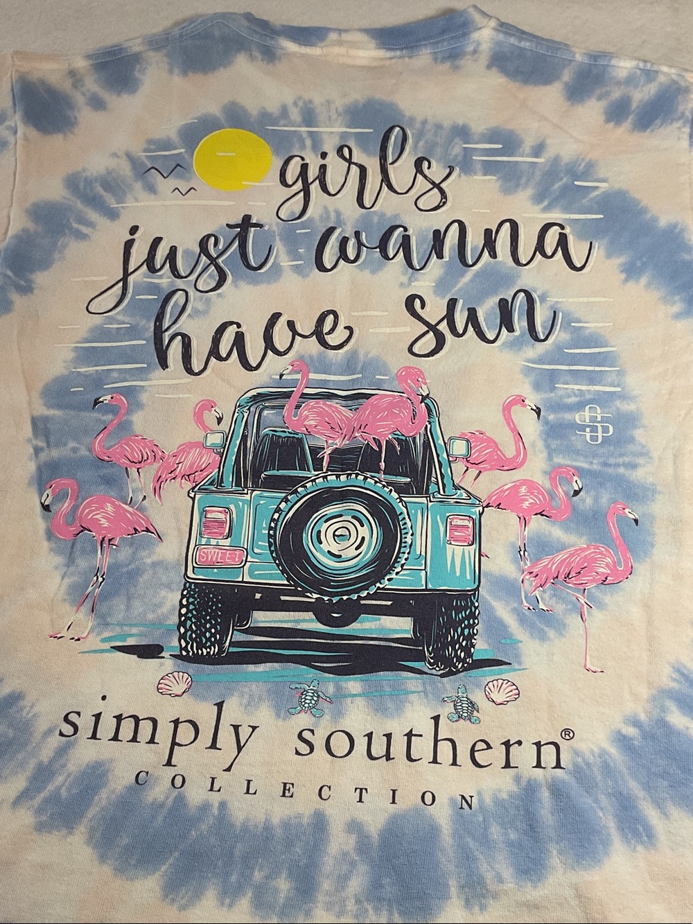Simply Southern Girls Just Wanna Have Sun Tie-Dye Tee - Blue & Pink